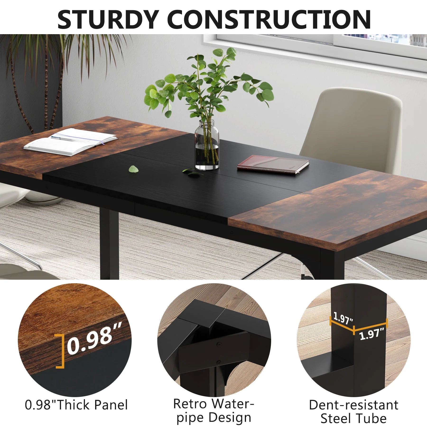 Tribesigns Computer Desk, Industrial Workstation for Home Office - Image 4
