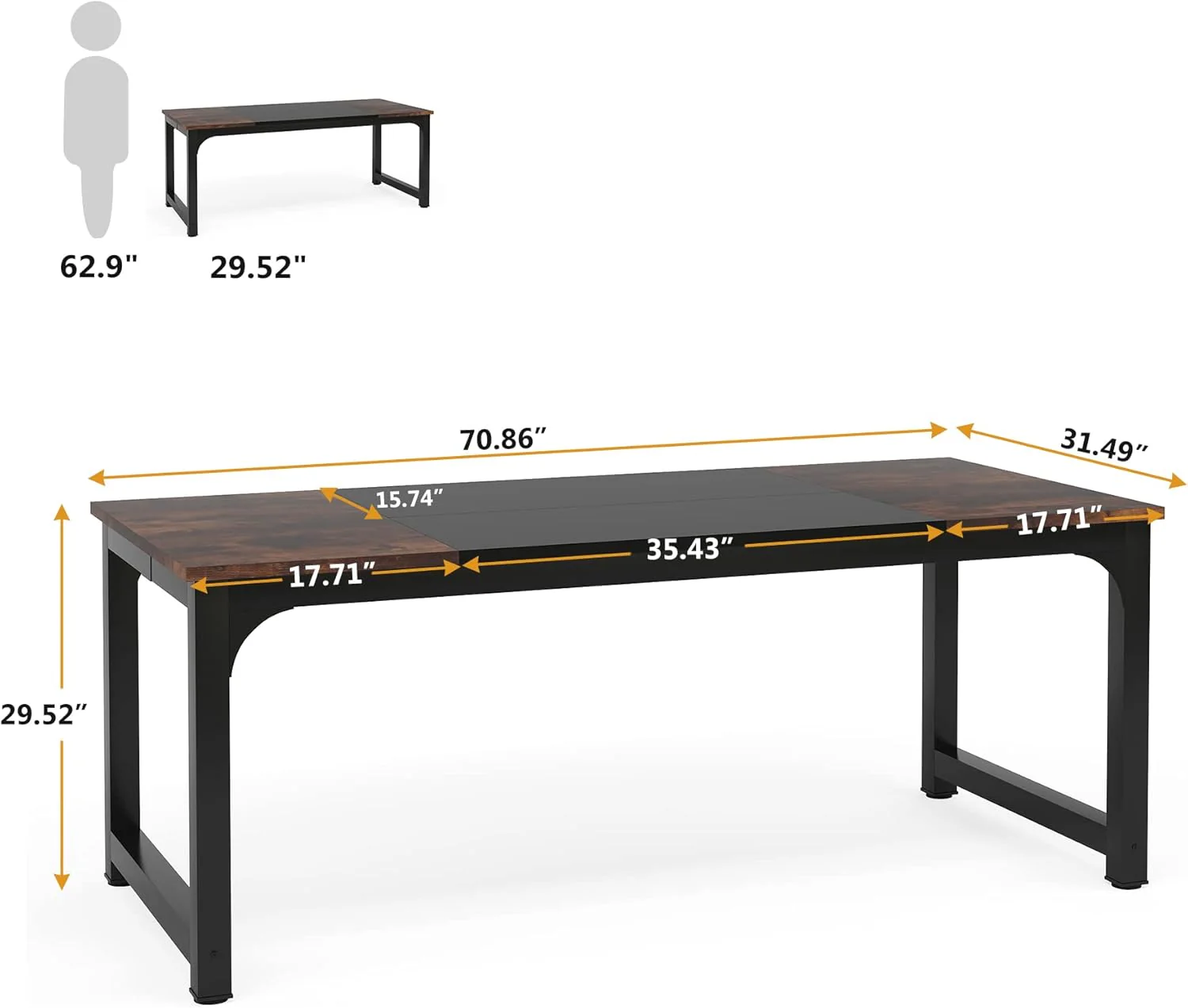Tribesigns Computer Desk, Industrial Workstation for Home Office - Image 6