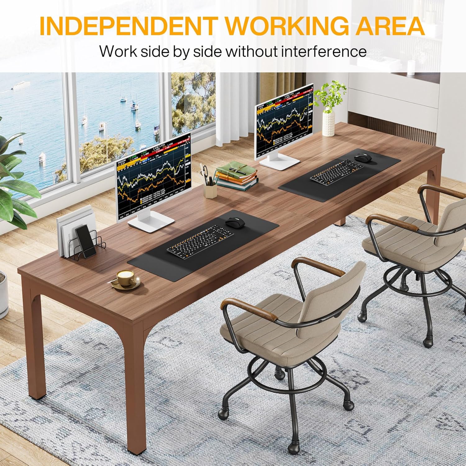 Rectangle Executive Desk, 78.7" Computer Desk 6FT Conference Table - Image 12