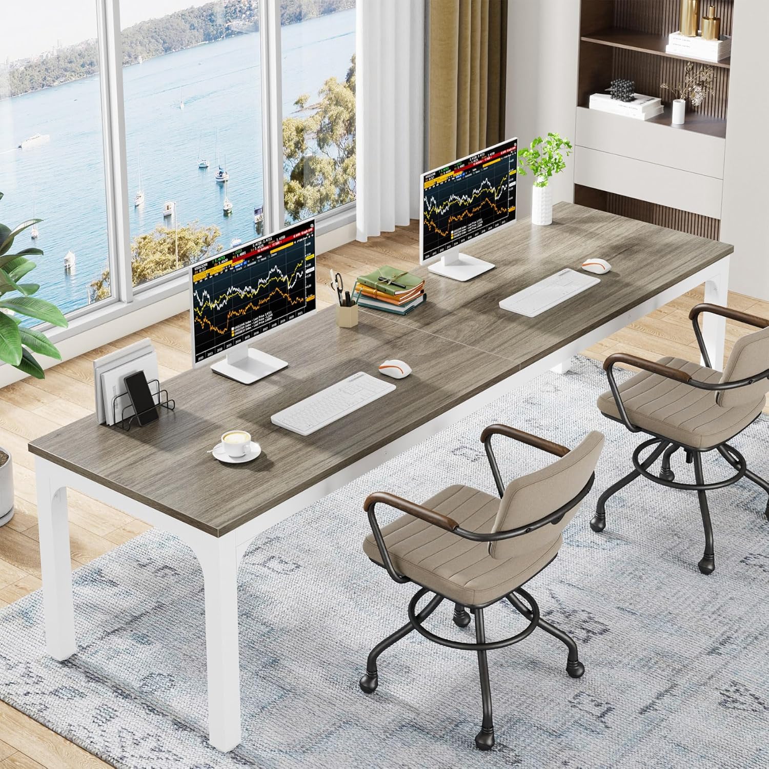 Rectangle Executive Desk, 78.7" Computer Desk 6FT Conference Table - Image 14