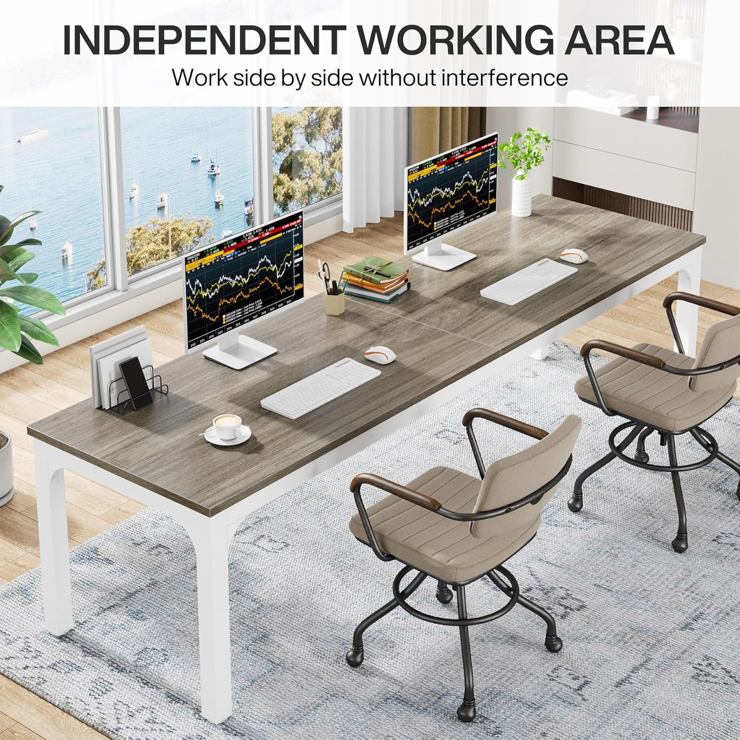 Rectangle Executive Desk, 78.7" Computer Desk 6FT Conference Table - Image 19