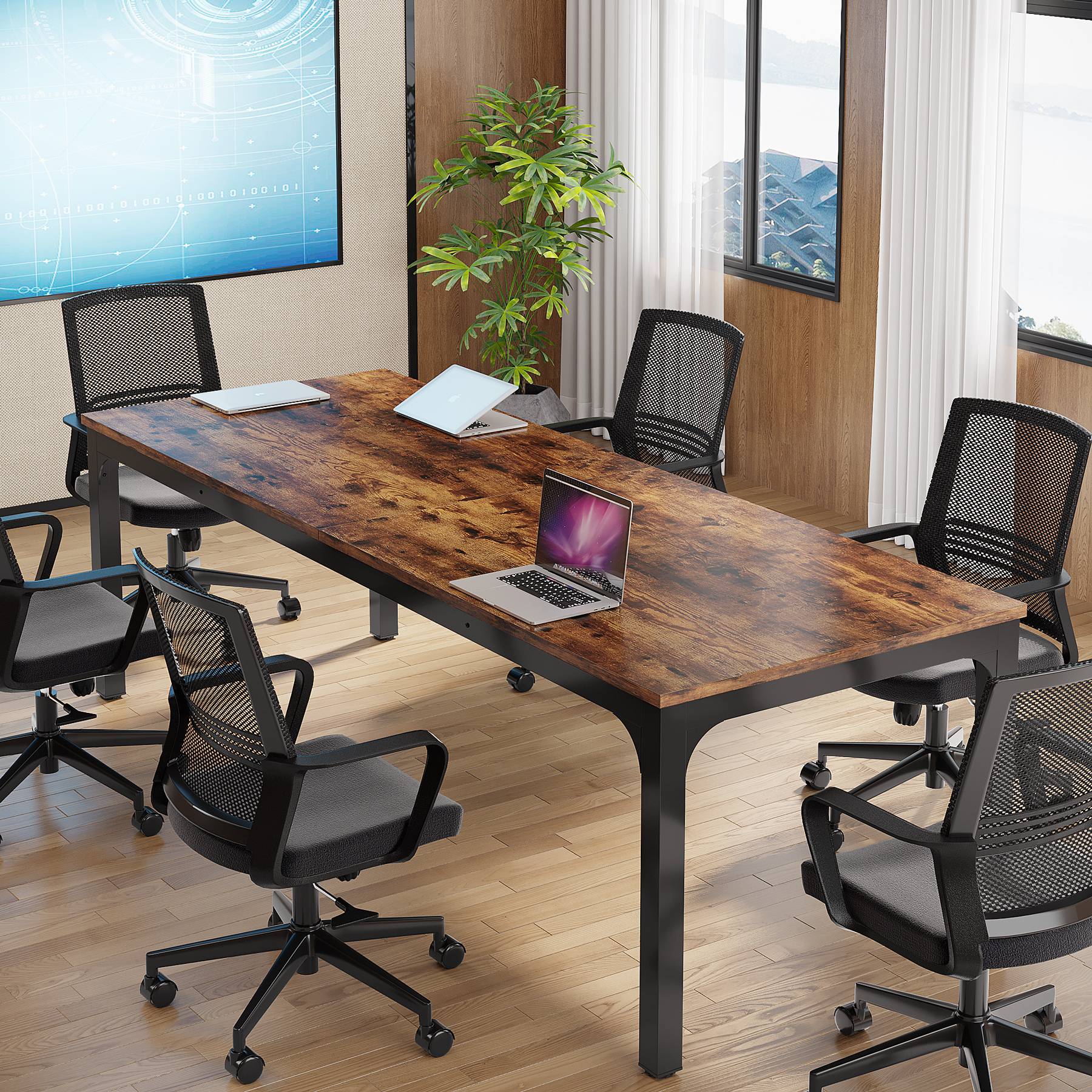 Rectangle Executive Desk, 78.7" Computer Desk 6FT Conference Table - Image 4
