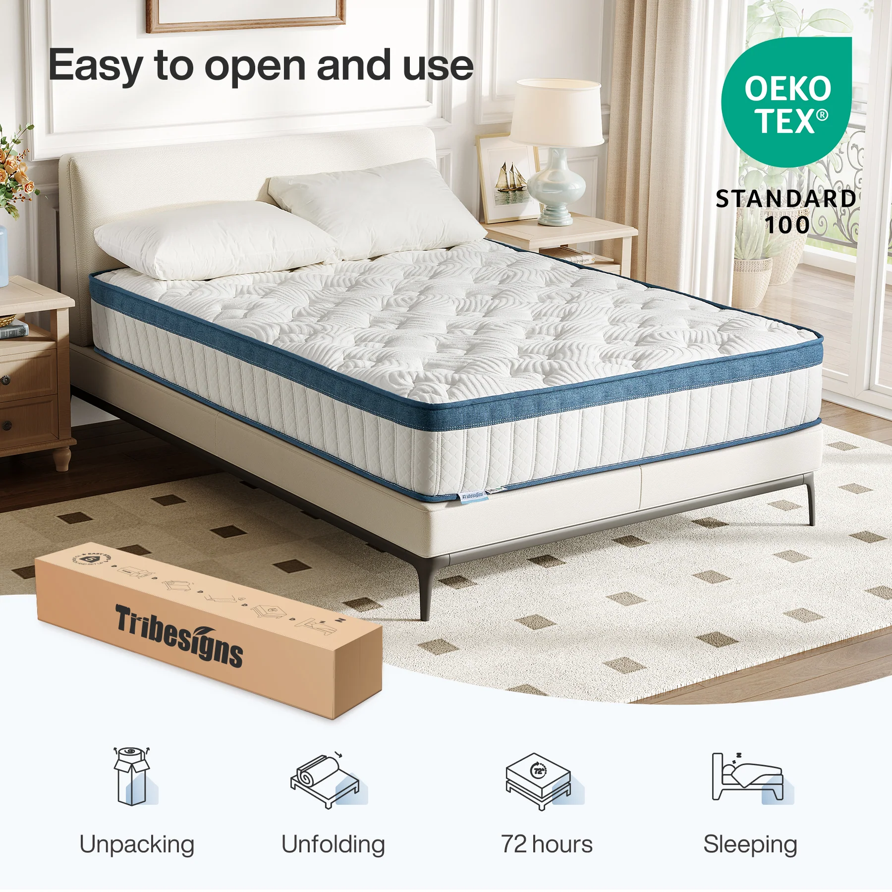 Tribesigns Hybrid Memory Foam Mattress, 7-Zone Orthopedic Support Medium Firm - Image 7