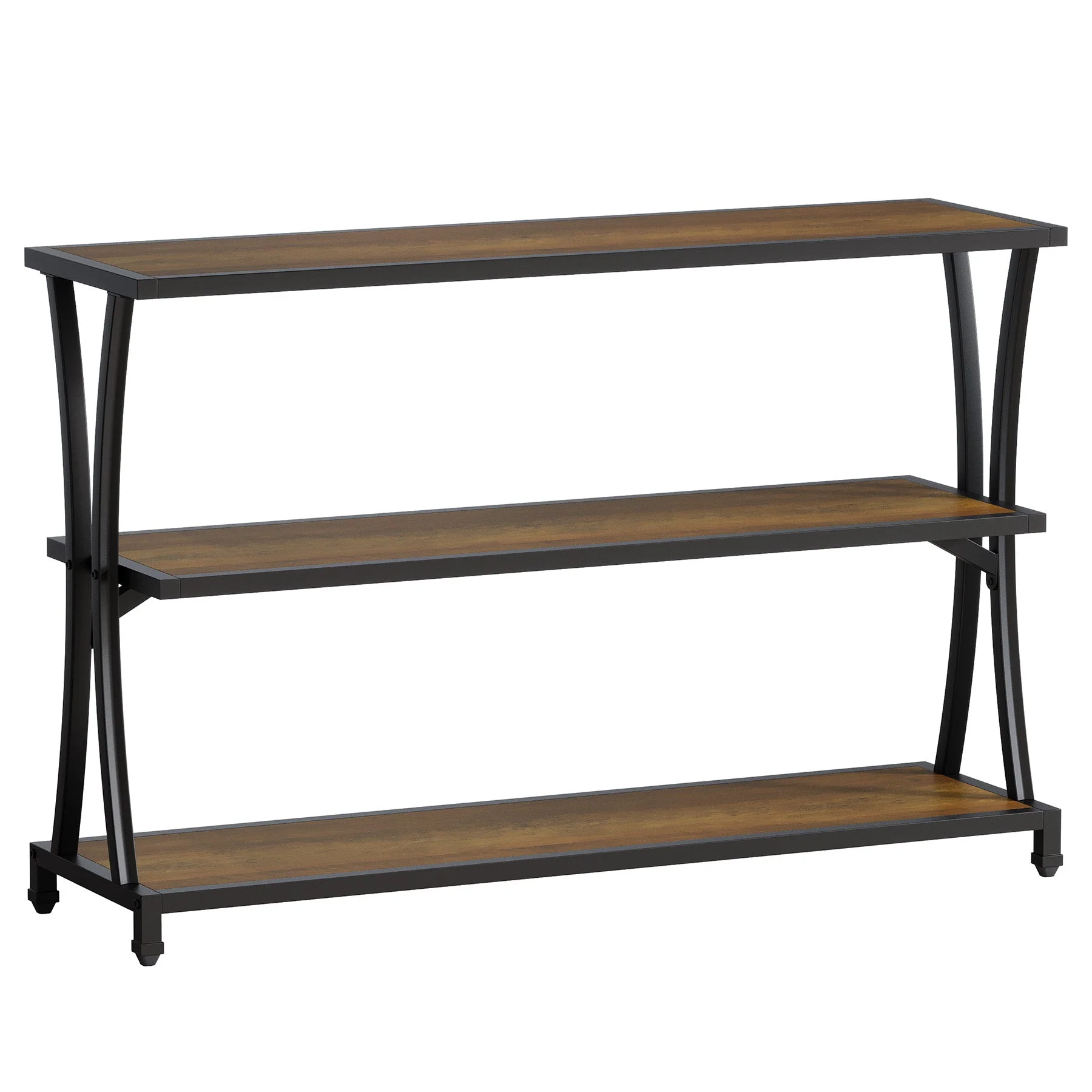 43.31" Industrial 3-Tier Console Table, Rustic Narrow Sofa Table with Storage Shelves - Image 9