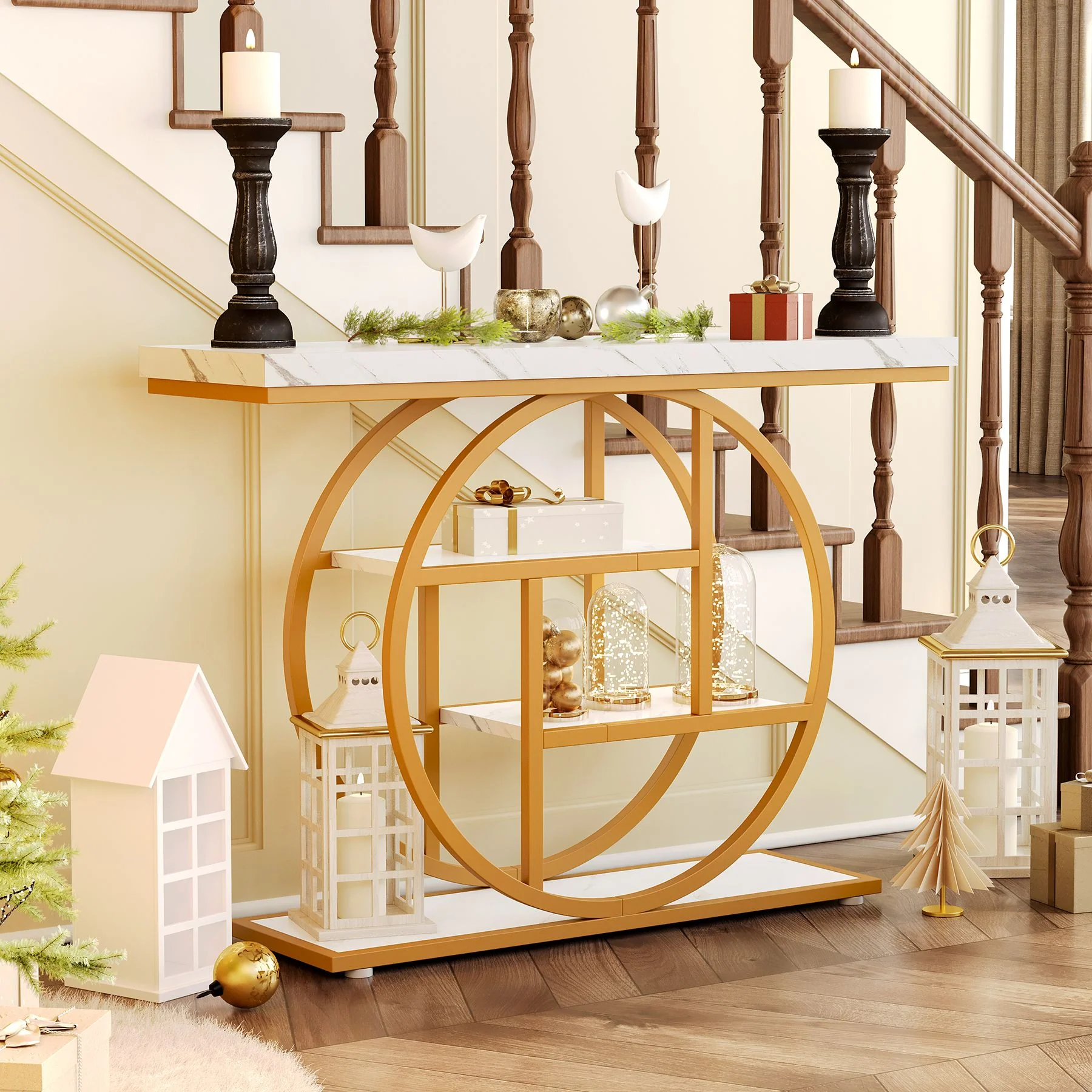 Tribesigns Industrial 4-Tier Sofa Table - 41.3" Console Table with Storage Shelves - Image 3