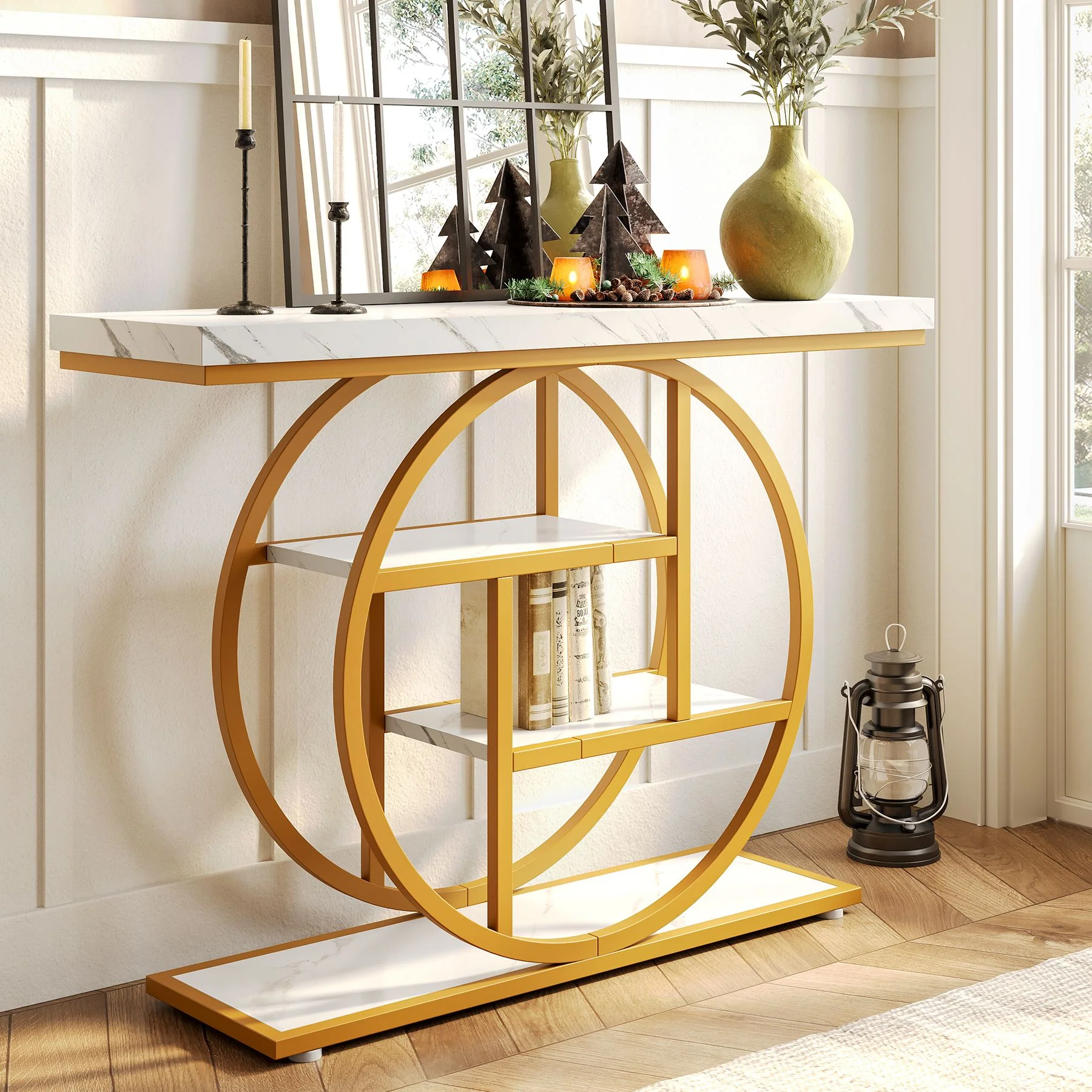 Tribesigns Industrial 4-Tier Sofa Table - 41.3" Console Table with Storage Shelves - Image 4