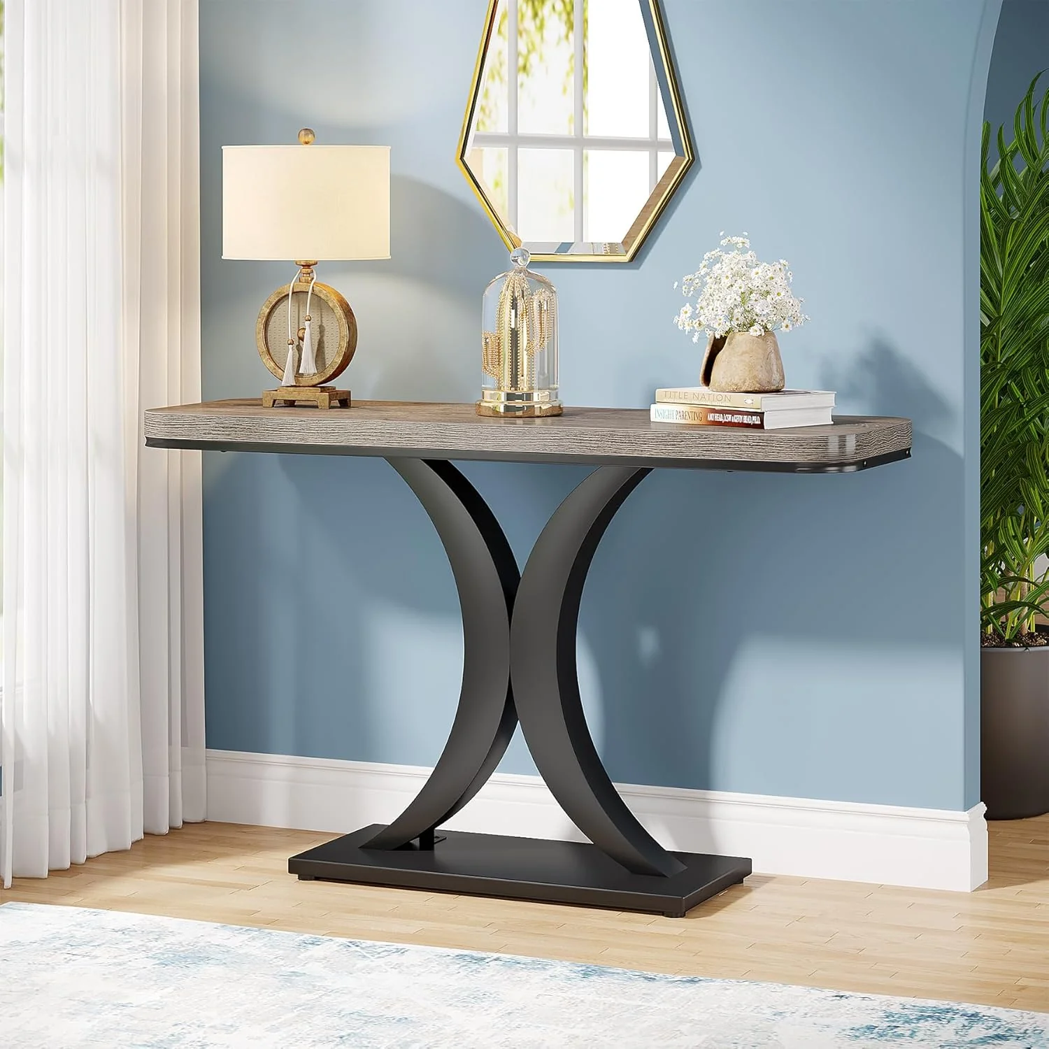 Modern 40" Geometric Console Table for Narrow Entryways - Image 10