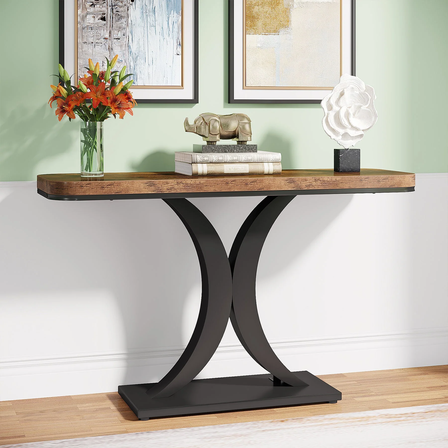 Modern 40" Geometric Console Table for Narrow Entryways - Image 3