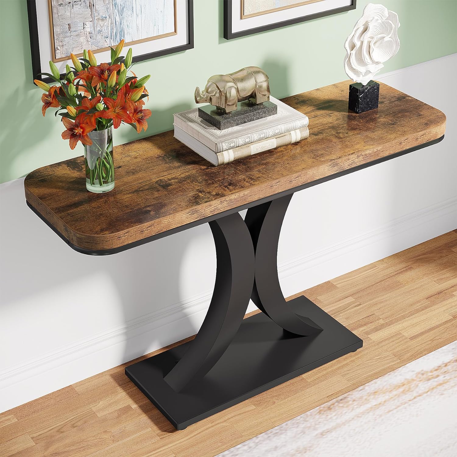 Modern 40" Geometric Console Table for Narrow Entryways - Image 4