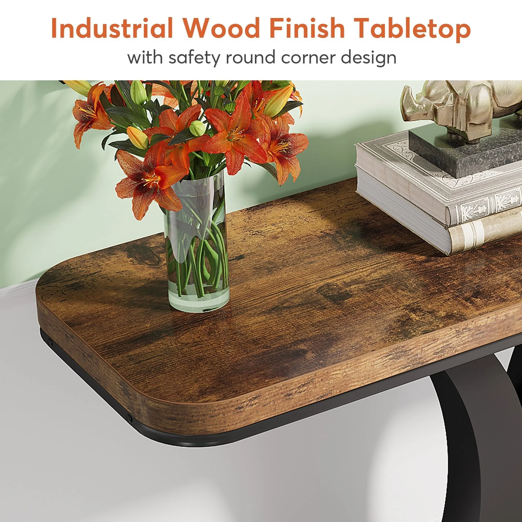 Modern 40" Geometric Console Table for Narrow Entryways - Image 5