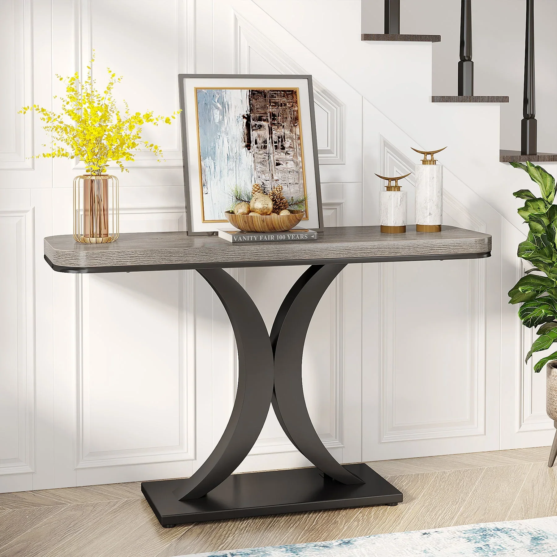 Modern 40" Geometric Console Table for Narrow Entryways - Image 6