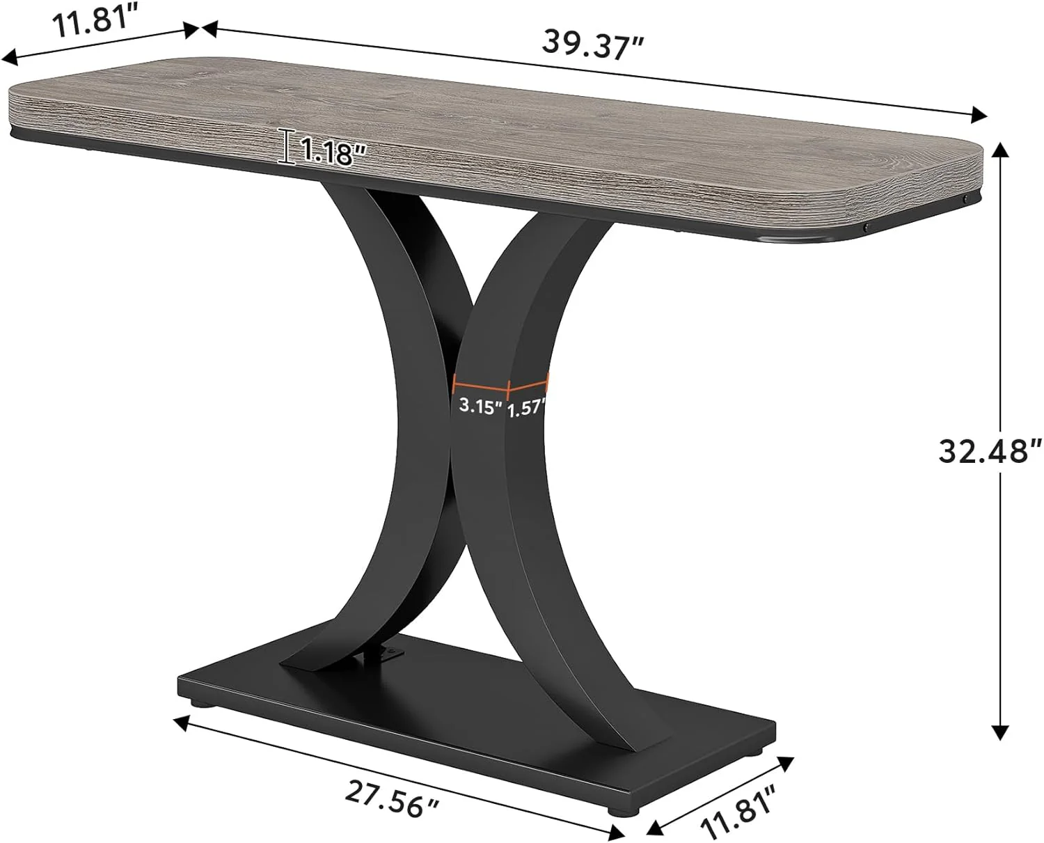 Modern 40" Geometric Console Table for Narrow Entryways - Image 7