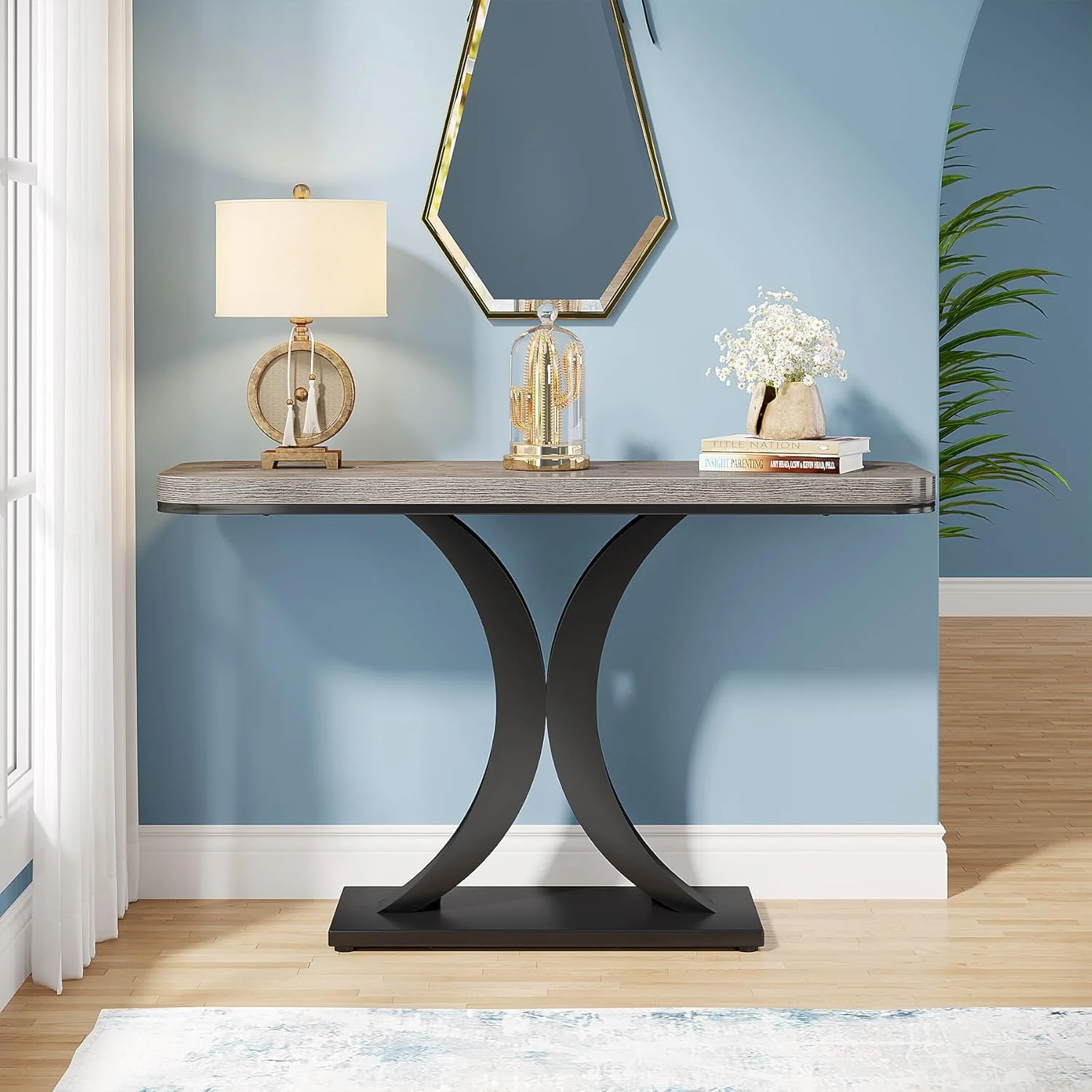 Modern 40" Geometric Console Table for Narrow Entryways - Image 8