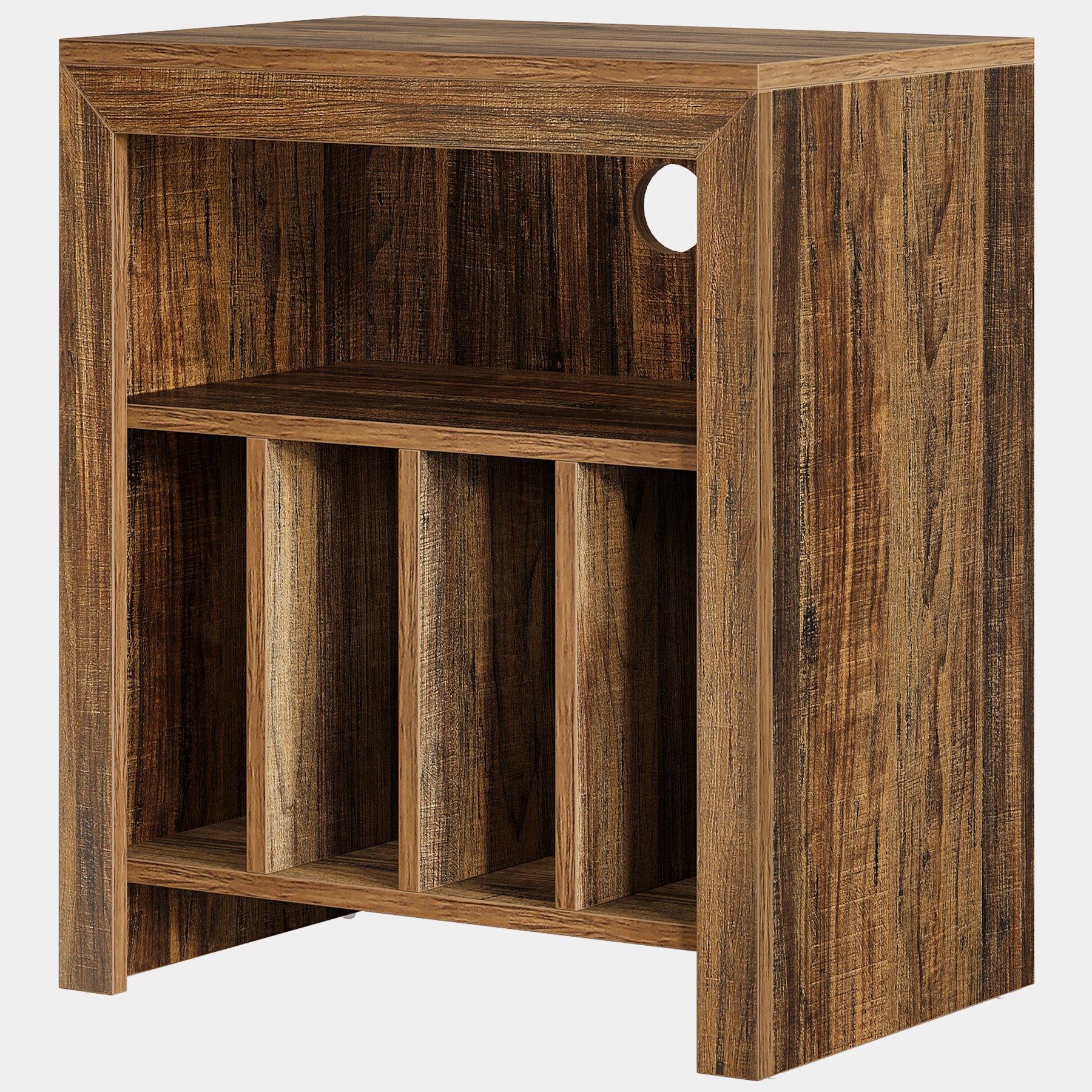 Tribesigns Industrial Record Player Cabinet with Wheels, Vinyl CD Media Storage Side Table - Image 7