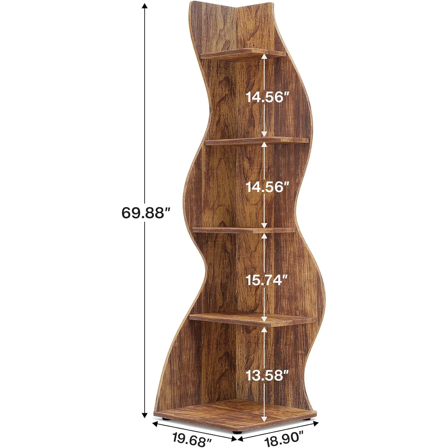 Modern 5-Tier Wall Corner Bookshelf Bookcase - Image 2