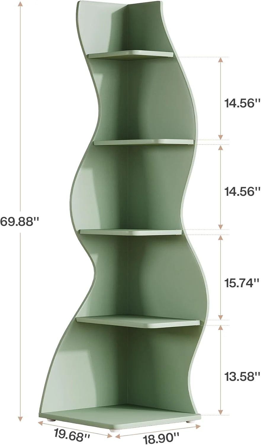 Modern 5-Tier Wall Corner Bookshelf Bookcase - Image 7