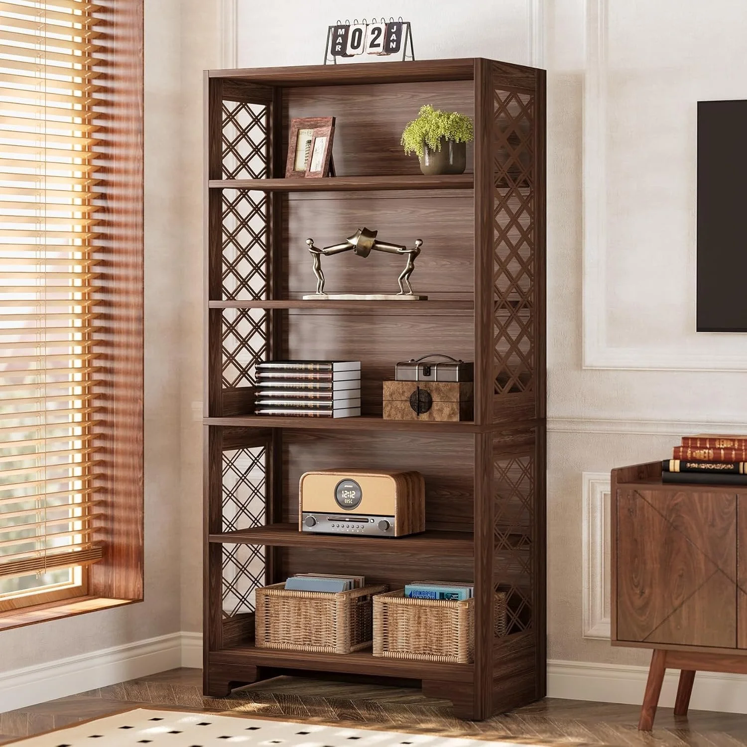 70.8" 6-Tier Modern Bookcase with Floating Shelf Design - Image 6