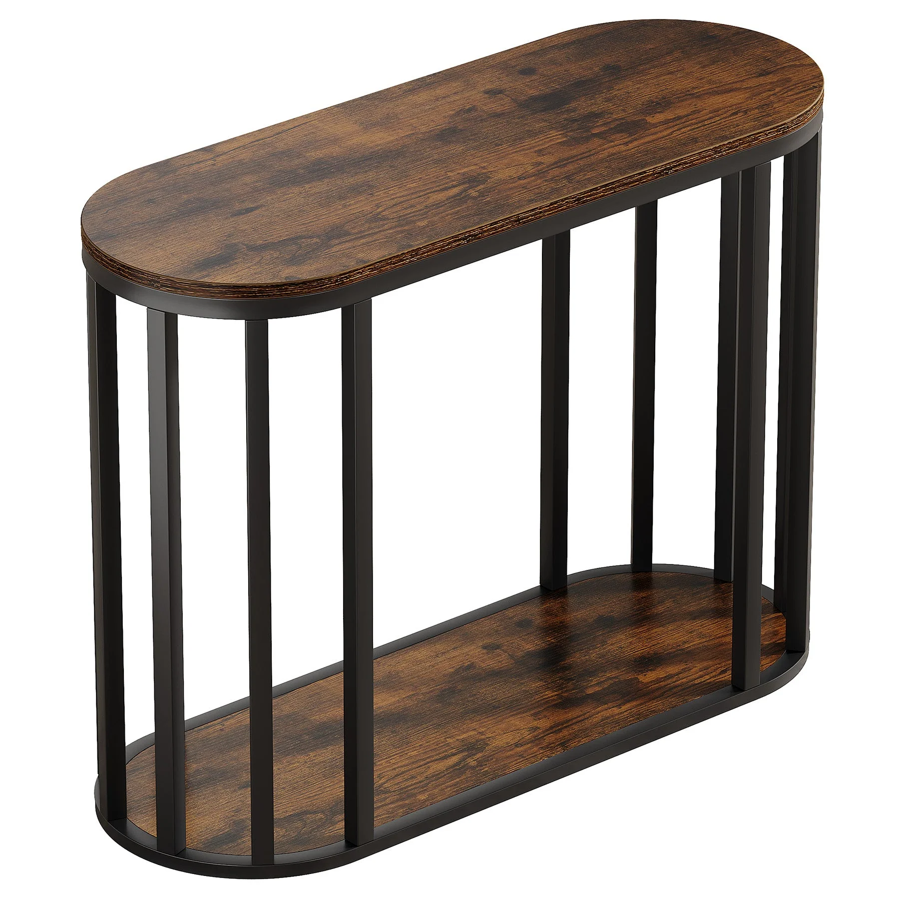 2-Tier Narrow End Table with Storage Shelf, Industrial Side Table Nightstand - Image 8