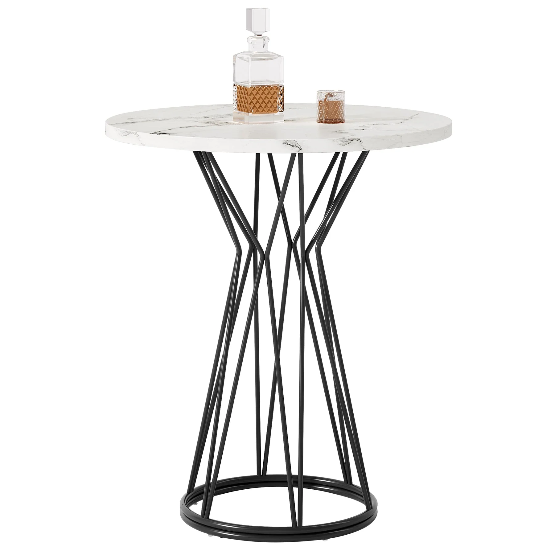 35.4-Inch Round Bar Table, Modern Faux Marble Bistro Pub Table - Image 10