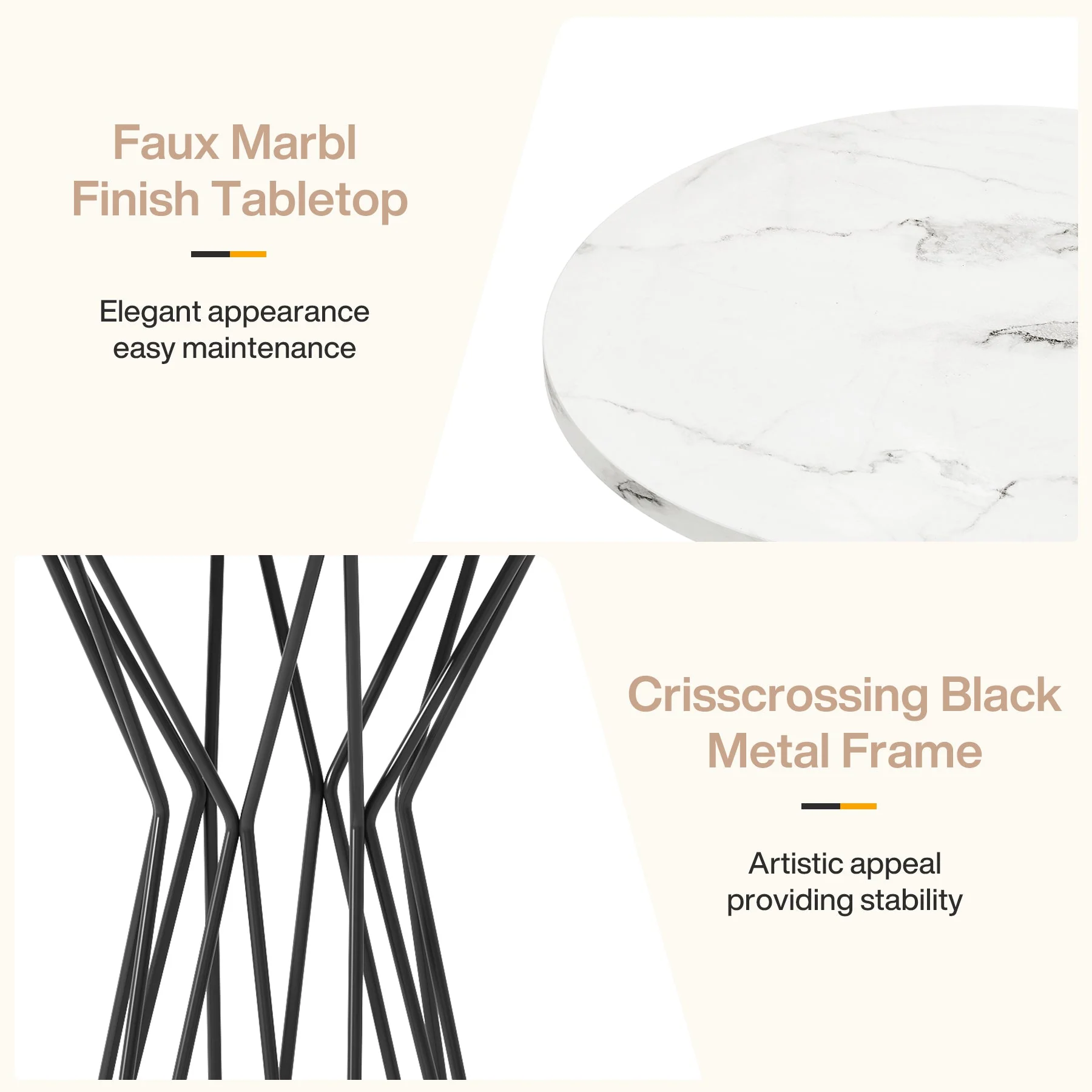 35.4-Inch Round Bar Table, Modern Faux Marble Bistro Pub Table - Image 6