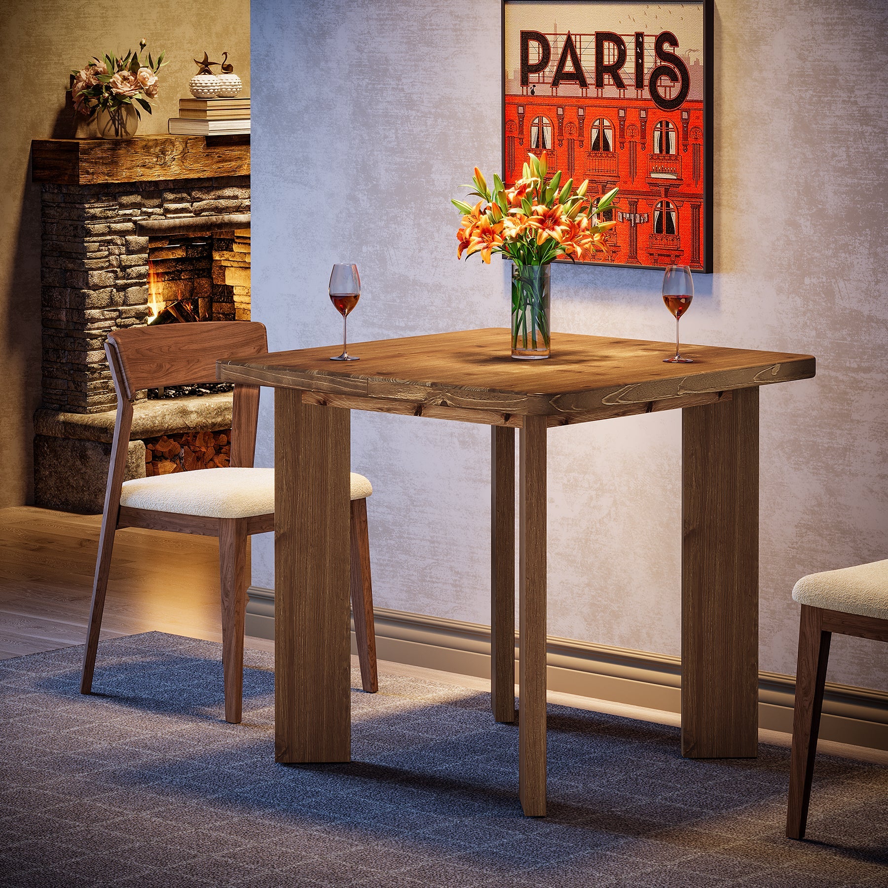 31.5-Inch Solid Wood Square Dining Table, Farmhouse Kitchen Table for Small Spaces - Image 6