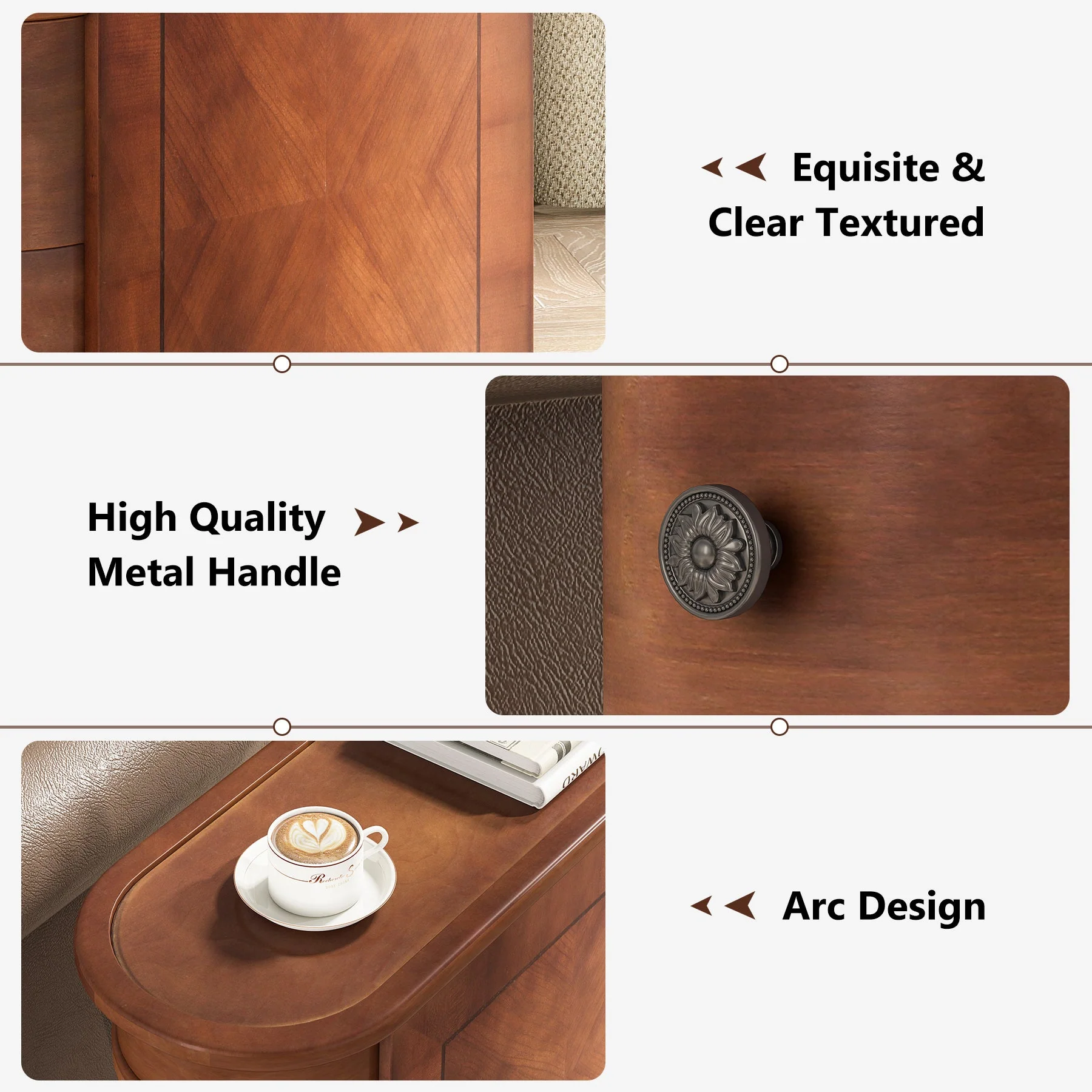 Wood Narrow End Table with 2 Drawers - Modern Nightstand - Image 3