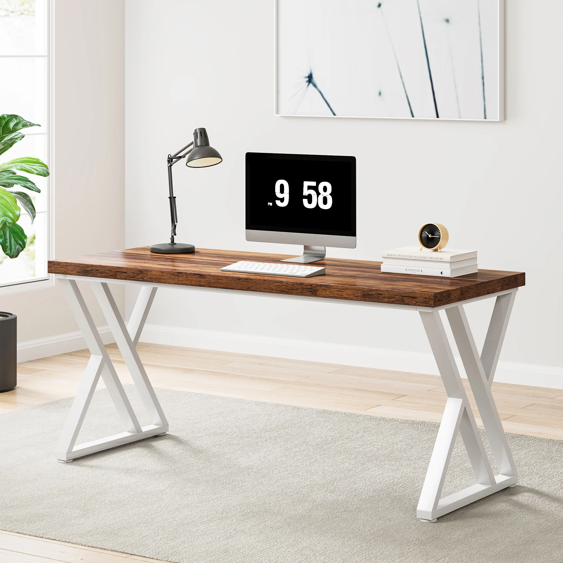 Heavy-Duty Computer Desk, 55" Simple Study Desk Writing Table - Image 12
