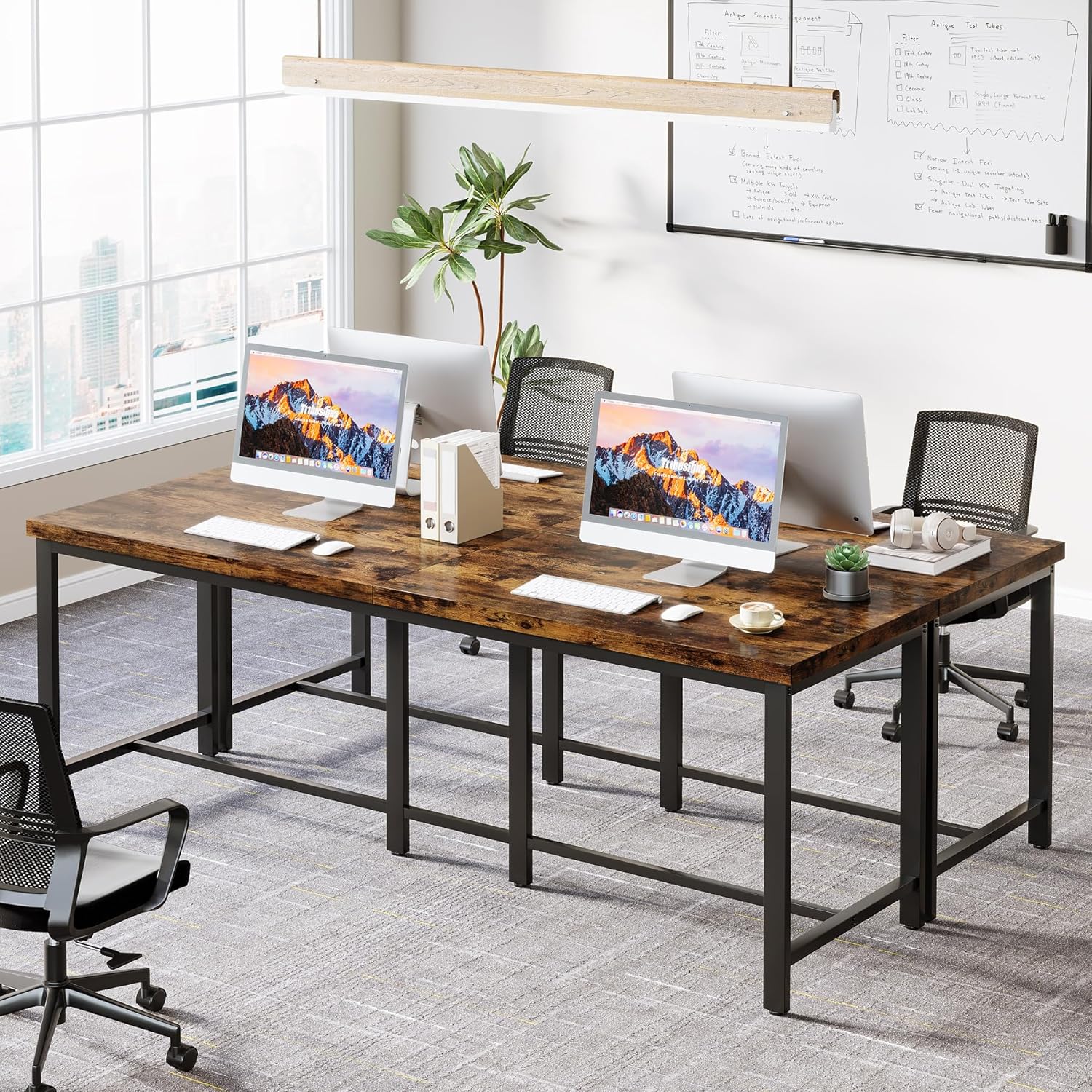 Double Computer Desk, 78.7 Inch Two-Person Study Table - Image 5