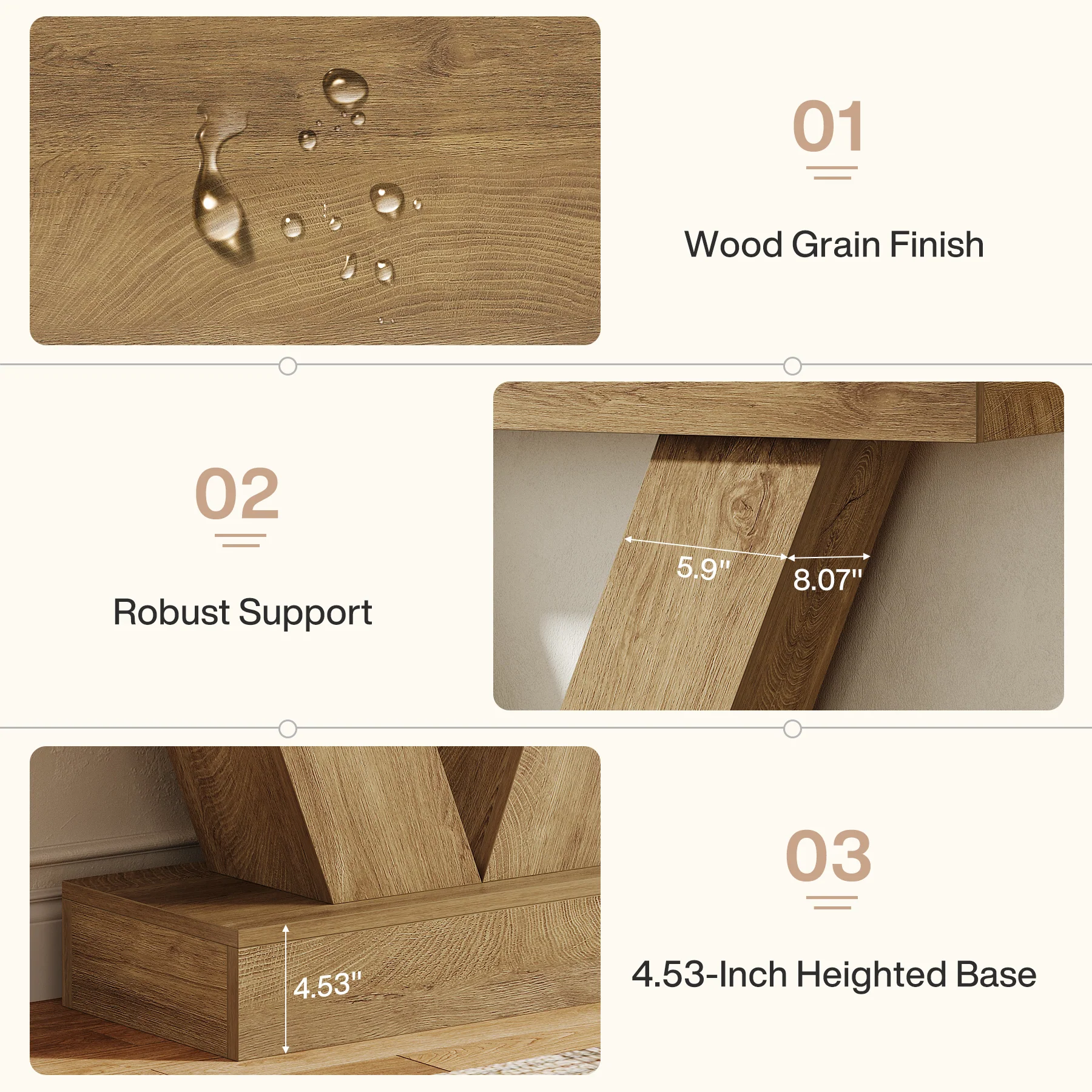 41-Inch Console Table with V-Shaped Legs, Brown Entryway and Sofa Table - Image 10