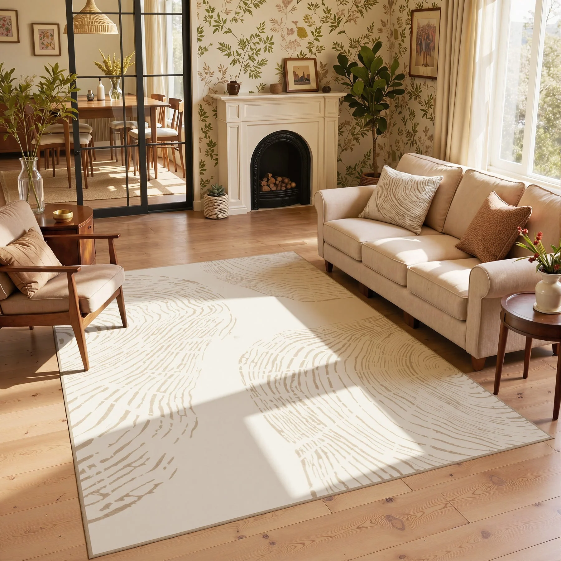 Tribesigns Washable Living Room Rug, Soft Low-Pile Rug with Abstract Pattern, Minimalist Boho Style, Non-Slip