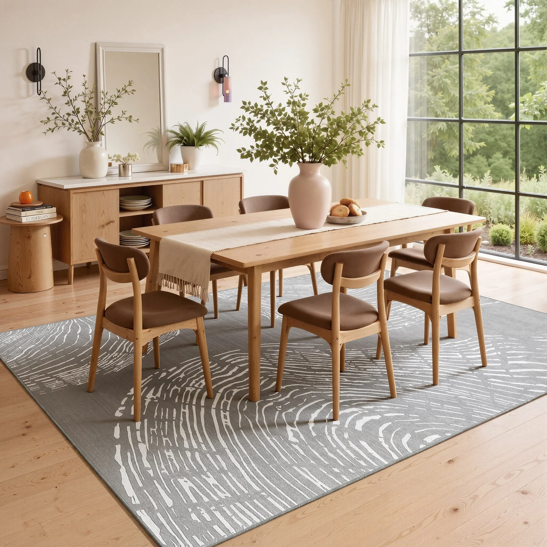 Tribesigns Washable Living Room Rug, Soft Low-Pile Rug with Abstract Pattern, Minimalist Boho Style, Non-Slip - Image 14