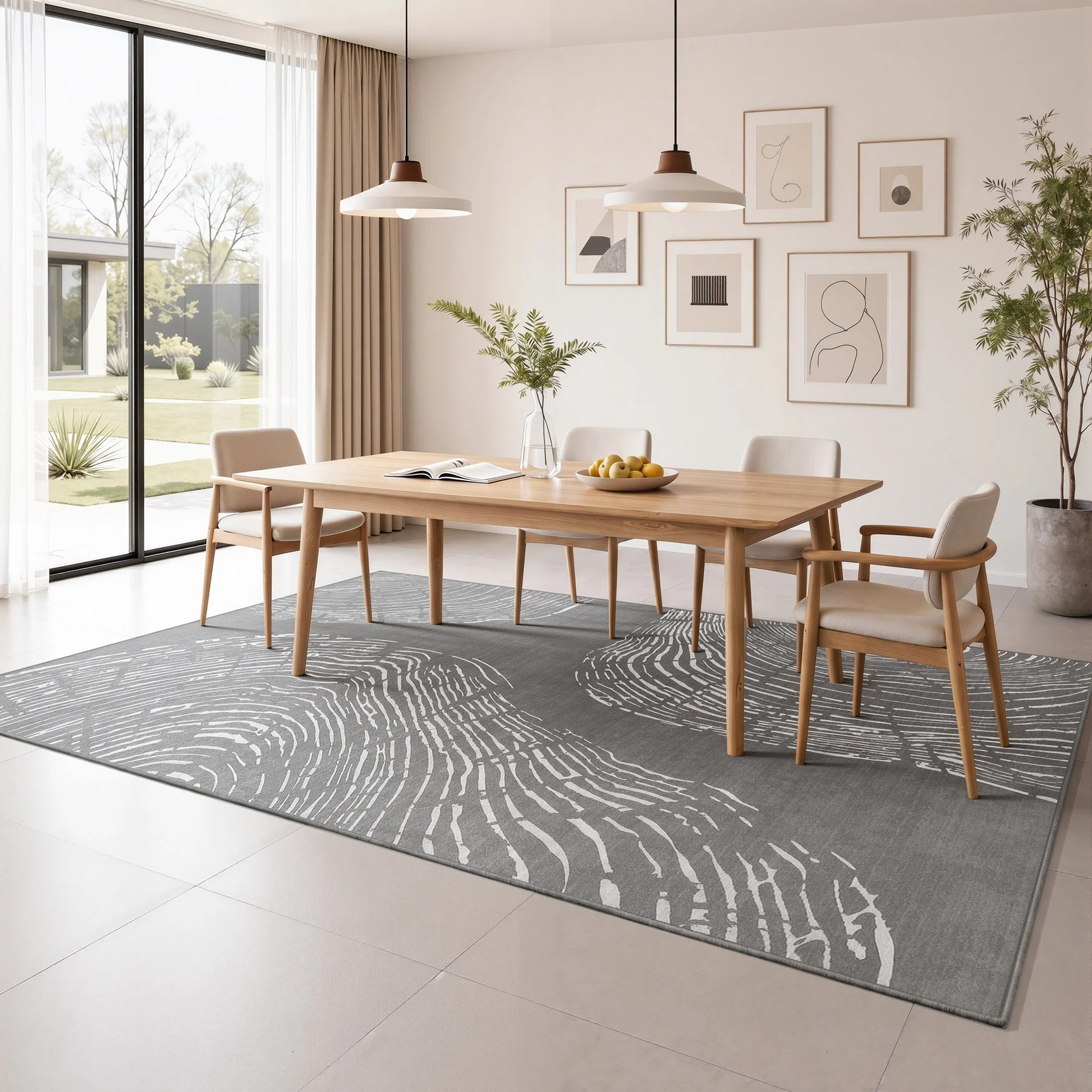 Tribesigns Washable Living Room Rug, Soft Low-Pile Rug with Abstract Pattern, Minimalist Boho Style, Non-Slip - Image 17