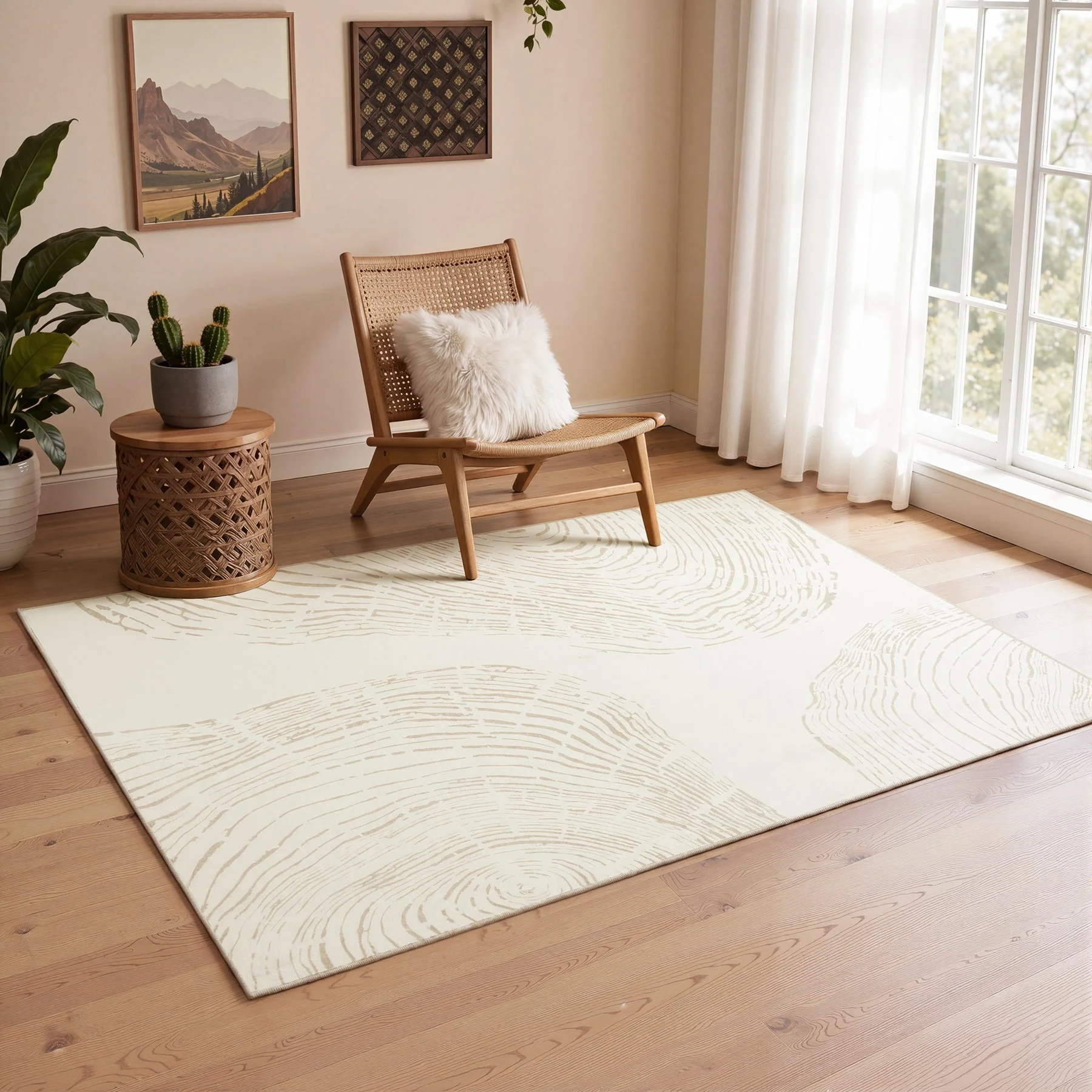 Tribesigns Washable Living Room Rug, Soft Low-Pile Rug with Abstract Pattern, Minimalist Boho Style, Non-Slip - Image 8