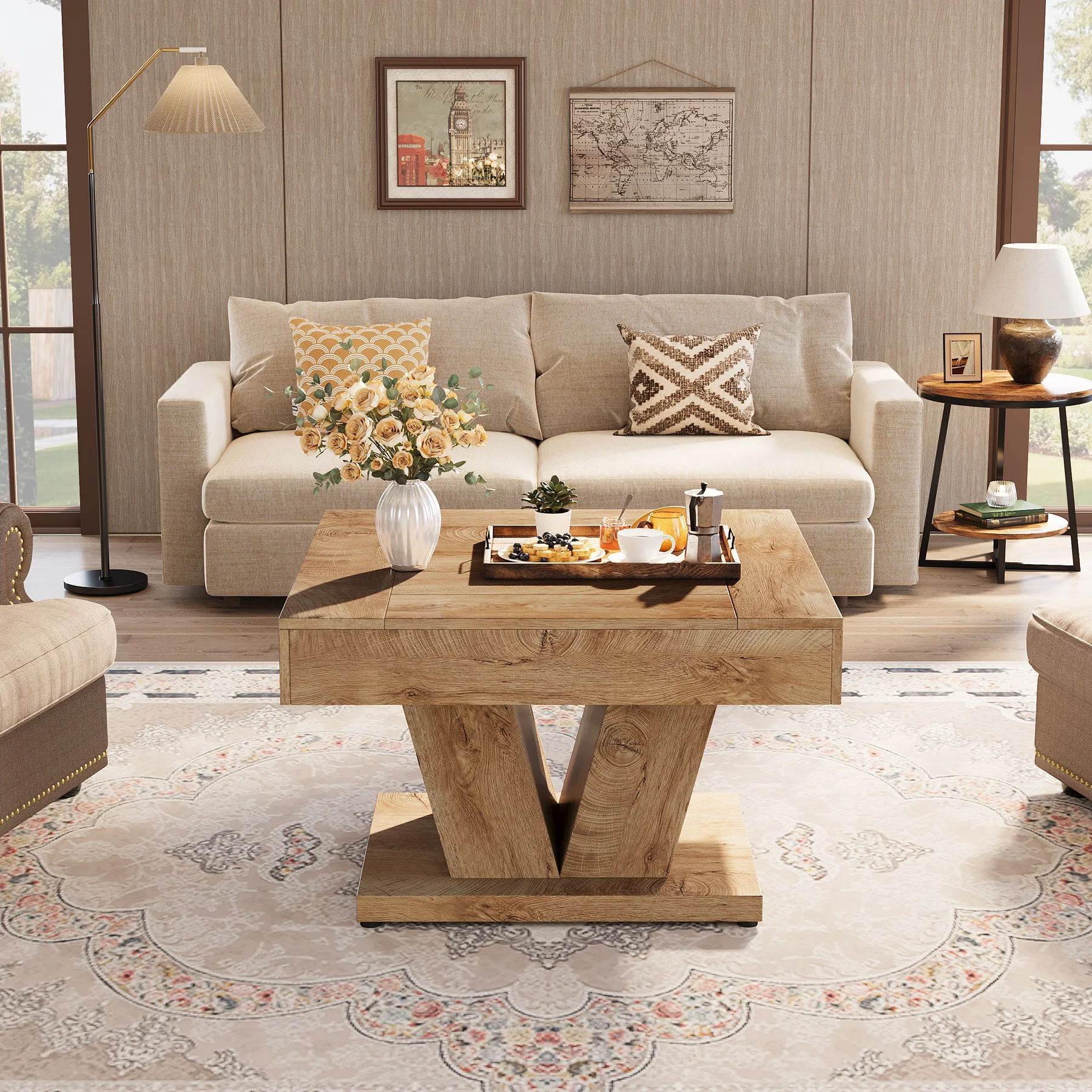 Tribesigns 31.5-Inch Square Coffee Table, Modern Center Accent Table with Sturdy MDF Construction for Living Room - Image 13