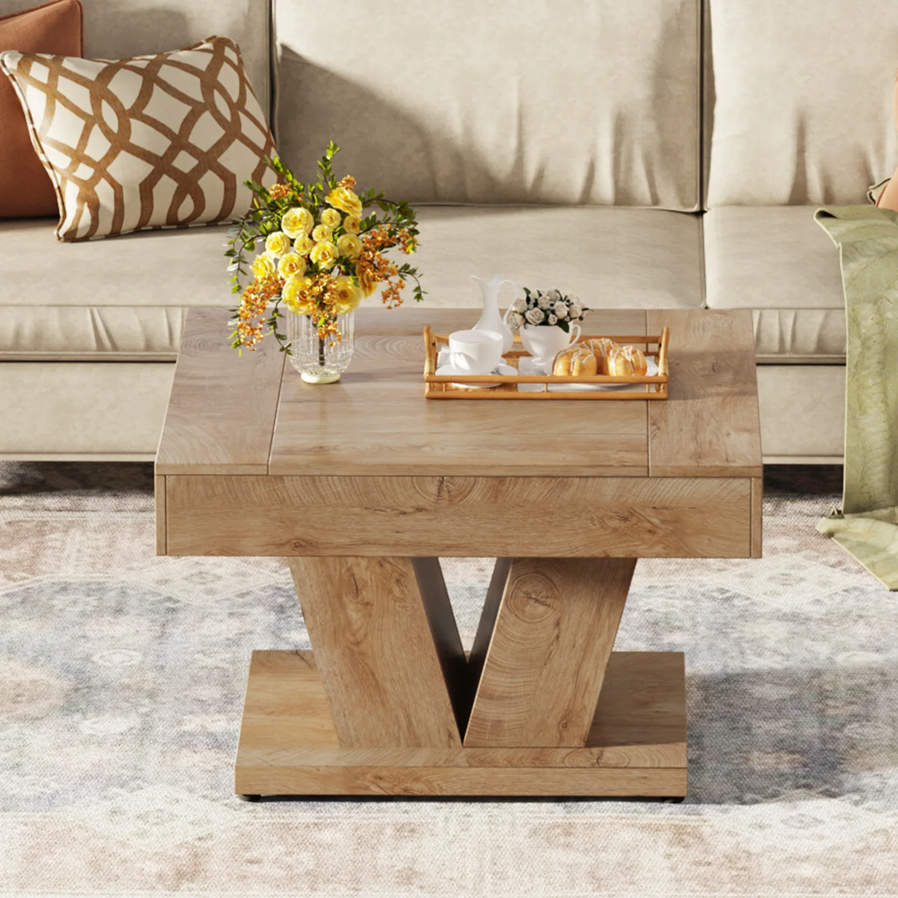 Tribesigns 31.5-Inch Square Coffee Table, Modern Center Accent Table with Sturdy MDF Construction for Living Room - Image 17