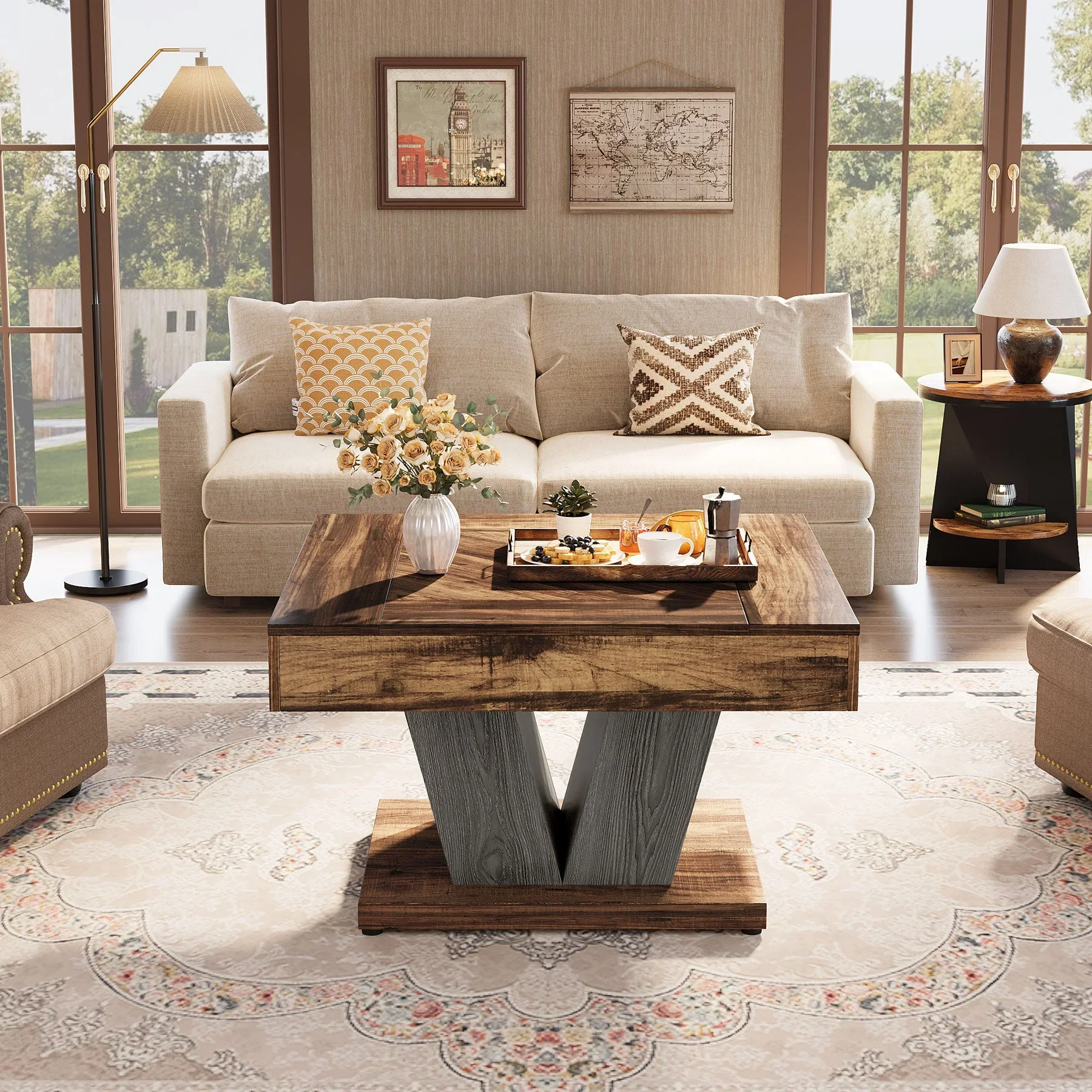 Tribesigns 31.5-Inch Square Coffee Table, Modern Center Accent Table with Sturdy MDF Construction for Living Room - Image 3
