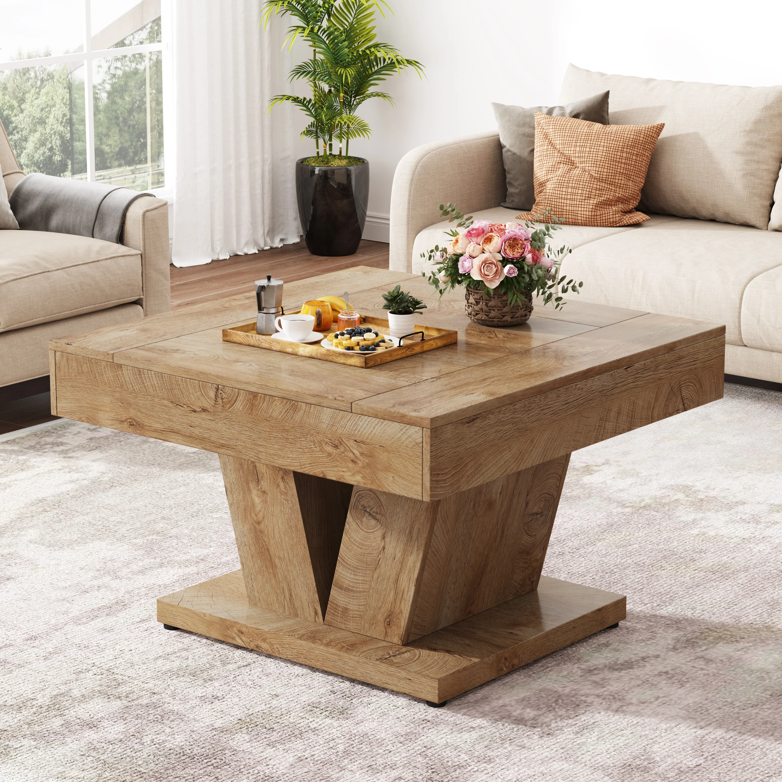 Tribesigns 31.5-Inch Square Coffee Table, Modern Center Accent Table with Sturdy MDF Construction for Living Room - Image 7