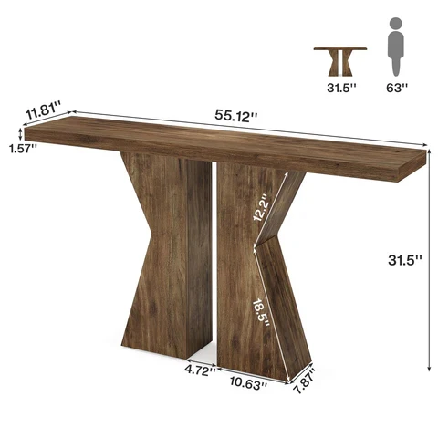 Wood Console Table, 55" Sofa Table Entryway Table with K-Shaped Frame - Image 2