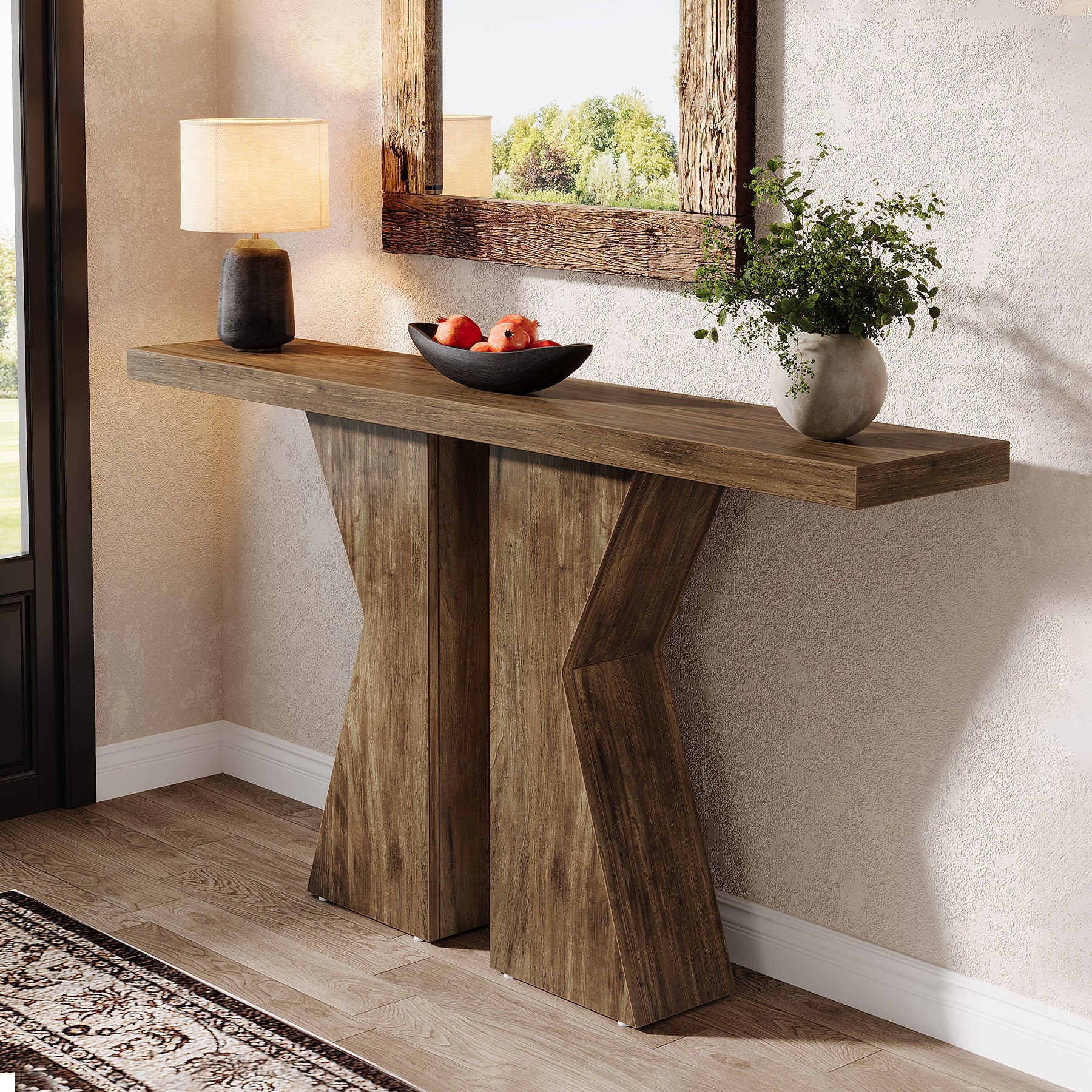 Wood Console Table, 55" Sofa Table Entryway Table with K-Shaped Frame - Image 3