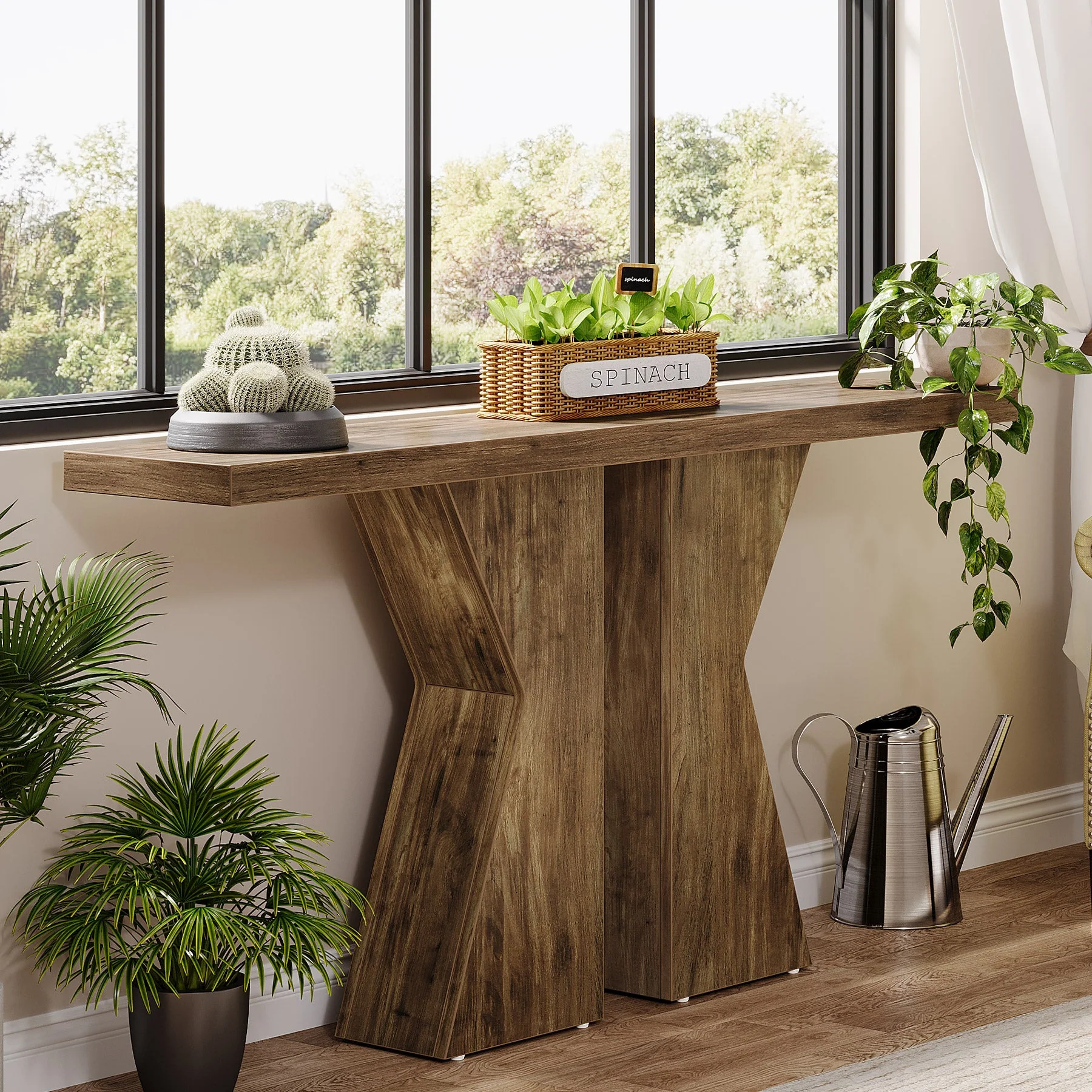 Wood Console Table, 55" Sofa Table Entryway Table with K-Shaped Frame - Image 6
